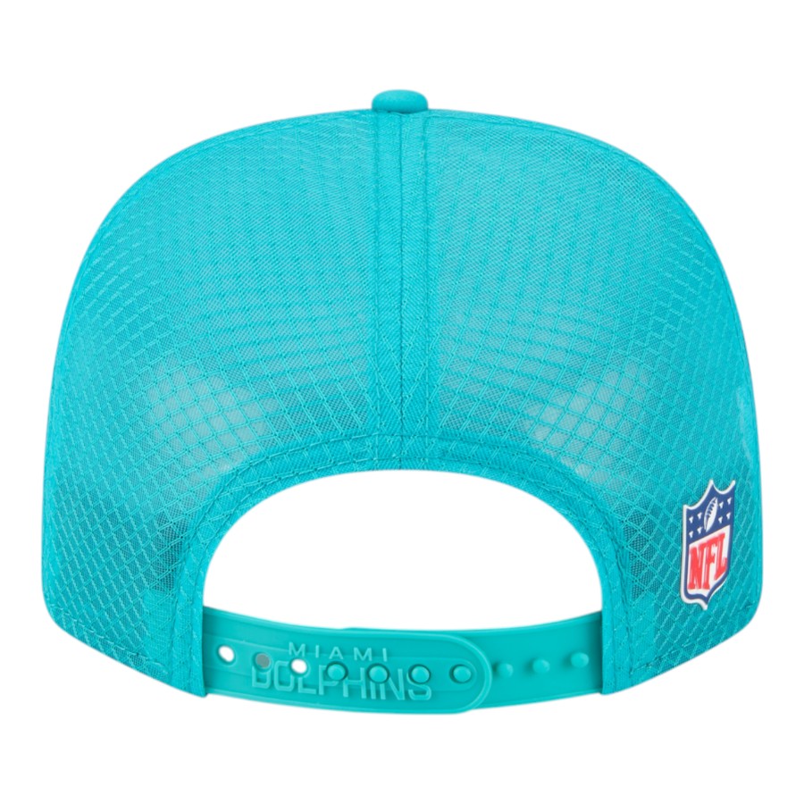 Miami Dolphins Aqua 2025 NFL Sideline New Era 9SEVENTY Trucker Adjustable Snapback Hat