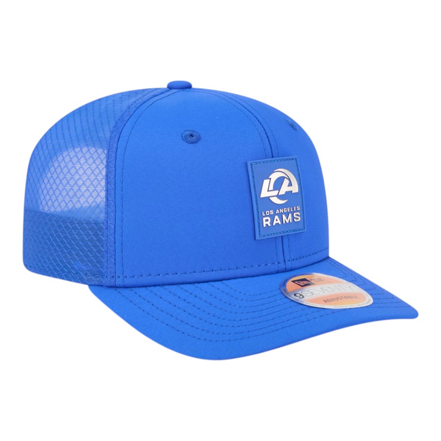 Los Angeles Rams Royal Blue 2025 NFL Sideline New Era 9SEVENTY Trucker Adjustable Snapback Hat