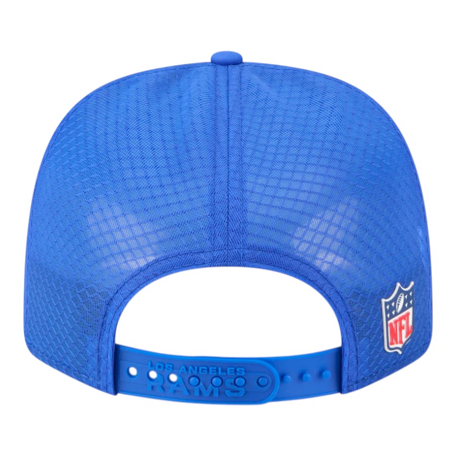 Los Angeles Rams Royal Blue 2025 NFL Sideline New Era 9SEVENTY Trucker Adjustable Snapback Hat