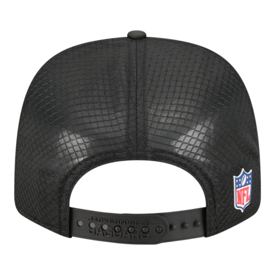 Jacksonville Jaguars Black 2025 NFL Sideline New Era 9SEVENTY Trucker Adjustable Snapback Hat