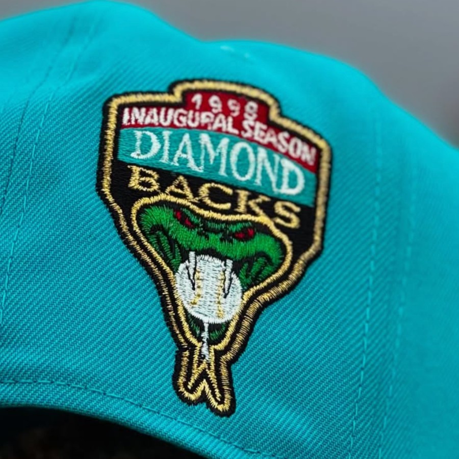 Arizona Diamondbacks Teal and Black 1998 Inaugural Season Patch Grey UV New Era 59FIFTY Fitted Hat