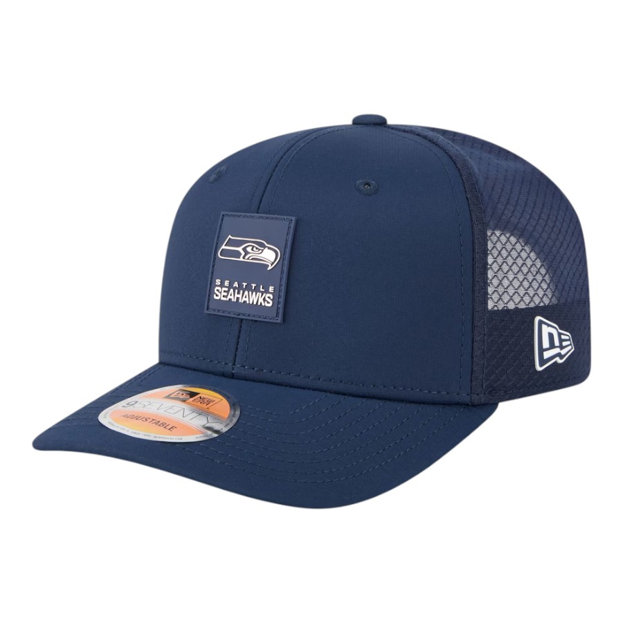 Seattle Seahawks Navy 2025 NFL Sideline New Era 9SEVENTY Trucker