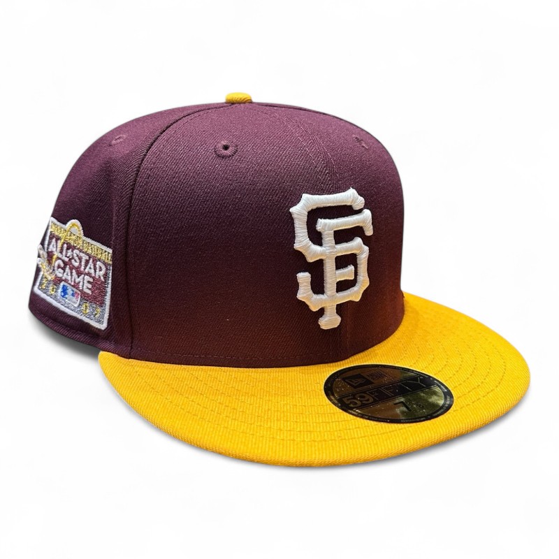San Francisco Giants Maroon and Yellow 2007 ASG Patch Glow the Dark Gray UV New Era 59FIFTY Fitted Hat