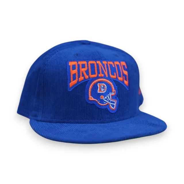Denver Broncos Retro Script Royal Corduroy Leon the Lab Green UV New Era 59FIFTY Fitted Hat