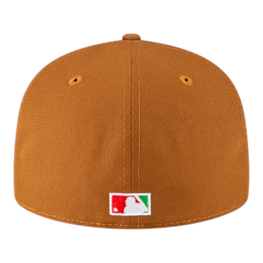 Atlanta Braves Toasted Peanut Tomahawk Logo 150th Patch Green UV New Era 59Fifty Fitted Hat