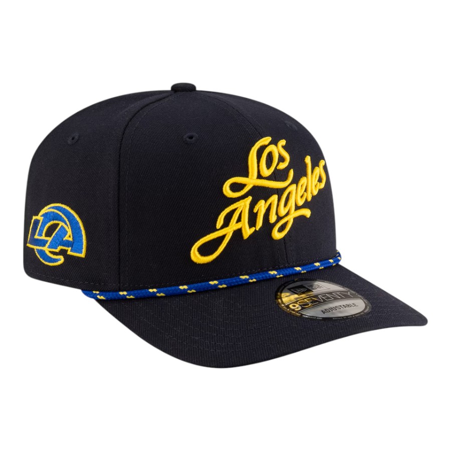 Los Angeles Rams Black 2025 Rivalries Collection Sideline Rope New Era 9SEVENTY Adjustable Hat