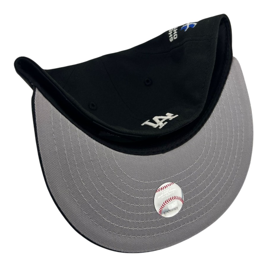 Kids Los Angeles Dodgers Black Japanese Kanji Writing Anime Patch Grey UV Custom New Era 59FIFTY Fitted Hat