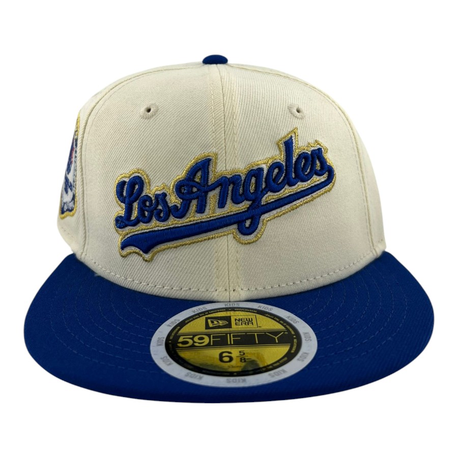 Kids Los Angeles Dodgers Chrome and Royal Script "84 Olympic Pack" Grey UV Custom New Era 59FIFTY Fitted Hat
