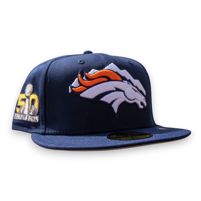 Denver Broncos Oceanside Blue Leon the Lab 50th SB Grey UV New Era 59FIFTY Fitted Hat
