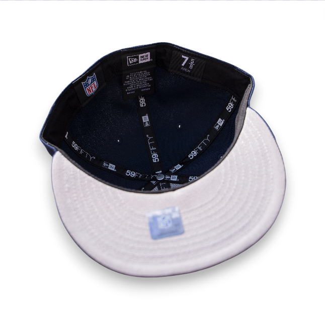 Denver Broncos Oceanside Blue Leon the Lab 50th SB Grey UV New Era 59FIFTY Fitted Hat