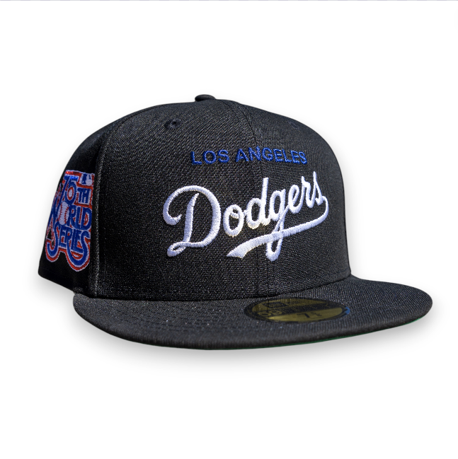 Los Angeles Dodgers Black Leon the Lab 1978 World Series Patch Green UV New Era 59FIFTY Fitted Hat