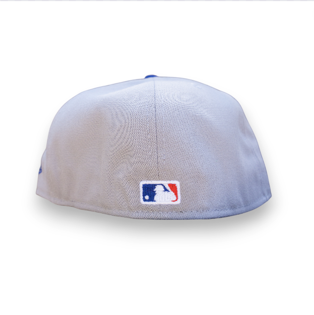 Los Angeles Dodgers Gray Dark Royal 2T Leon the Lab 2024 WS Champions Patch Green UV New Era 59FIFTY Fitted Hat