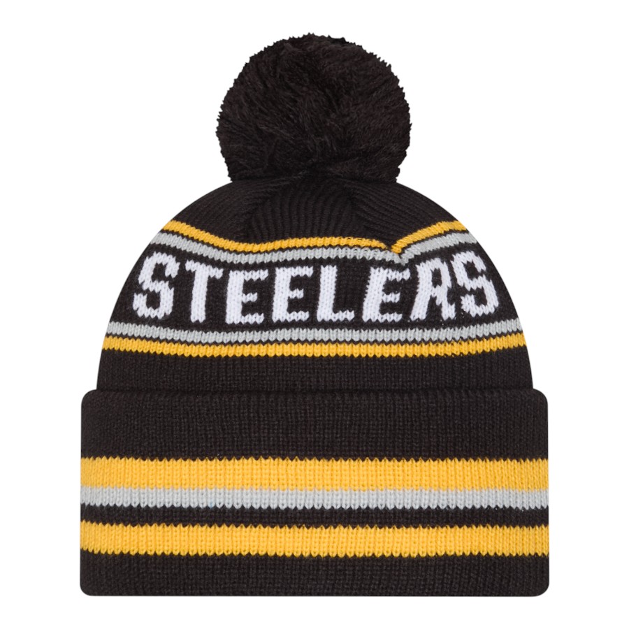 Pittsburgh Steelers Black Striped Knit Classic New Era Knit Beanie Hat