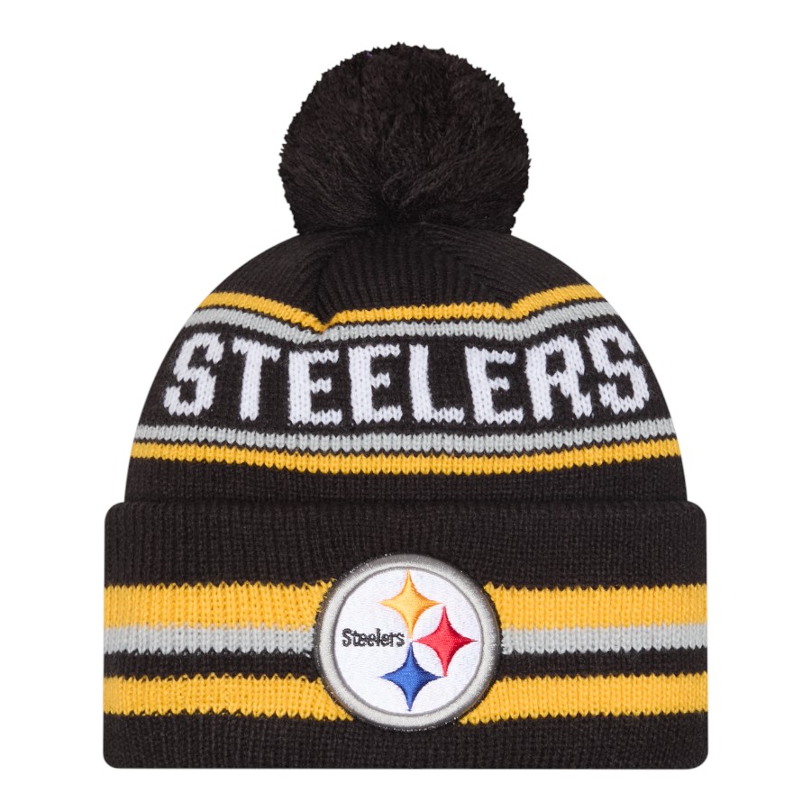Pittsburgh Steelers Black Striped Knit Classic New Era Knit Beanie Hat