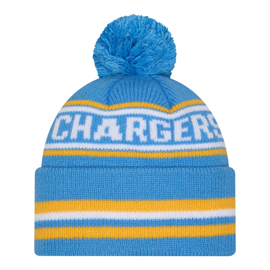 Los Angeles Chargers Powder Blue Striped Knit Classic New Era Knit Beanie Hat