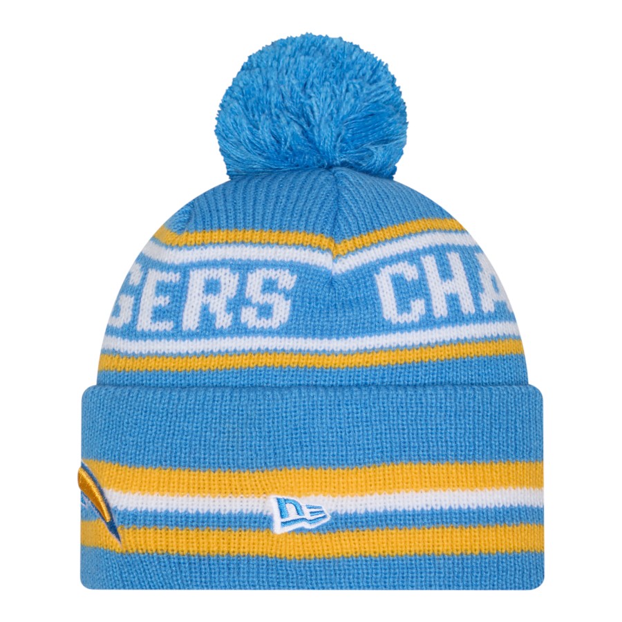 Los Angeles Chargers Powder Blue Striped Knit Classic New Era Knit Beanie Hat