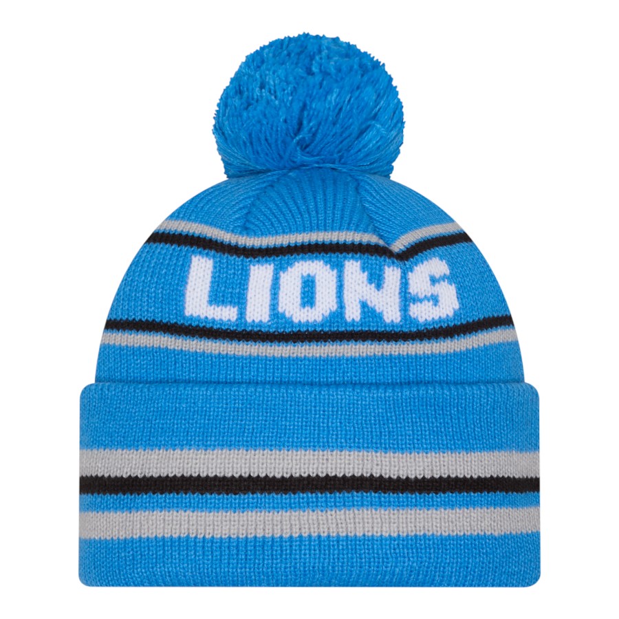 Detroit Lions Blue Striped Knit Classic New Era Knit Beanie Hat