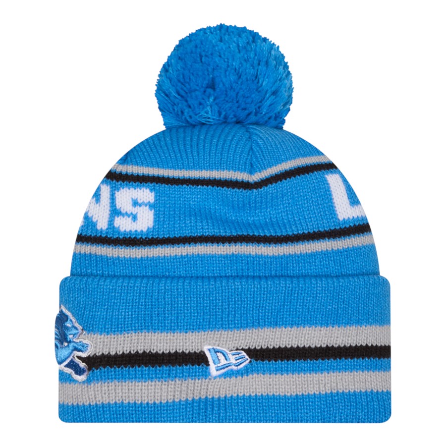 Detroit Lions Blue Striped Knit Classic New Era Knit Beanie Hat