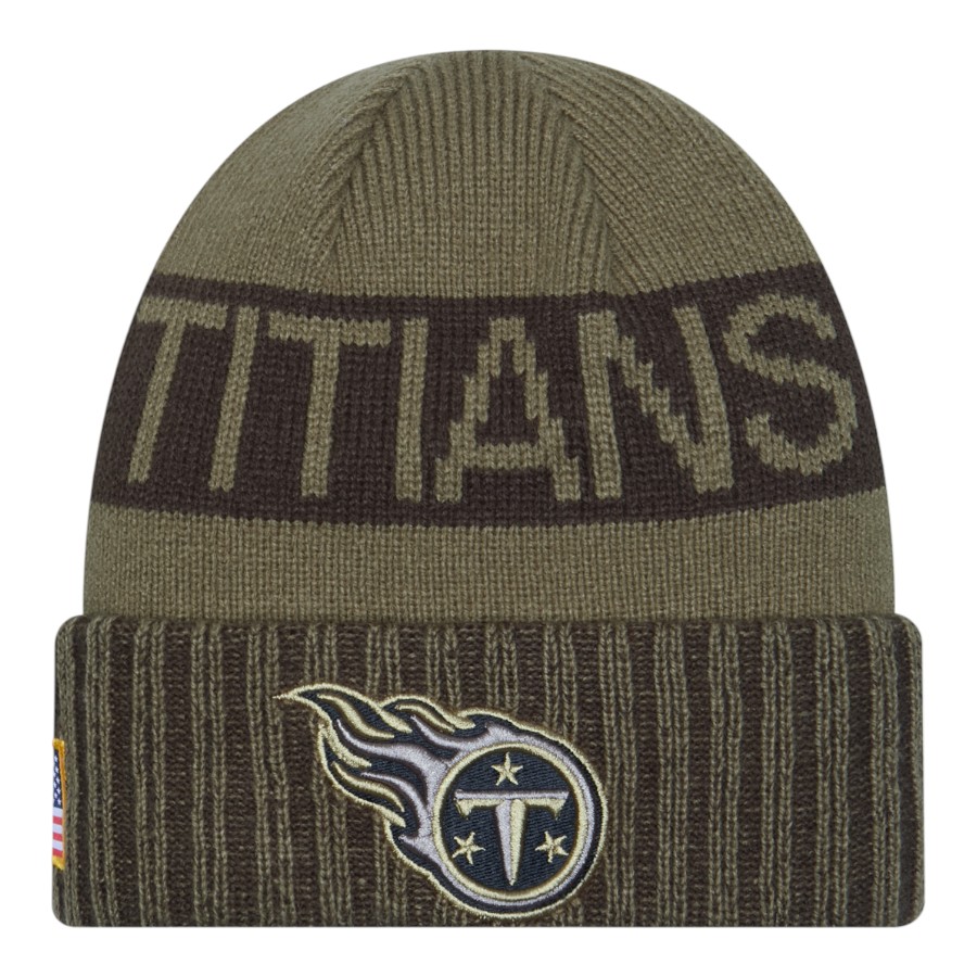 Tennessee Titans Dark Green 2025 NFL Salute to Service Collection New Era Cuffed Knit Beanie Hat