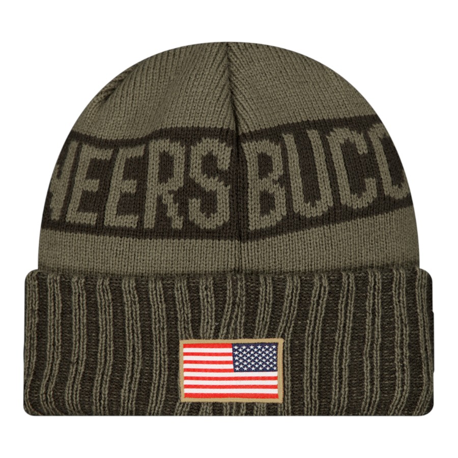 Tampa Bay Buccaneers Dark Green 2025 NFL Salute to Service Collection New Era Cuffed Knit Beanie Hat