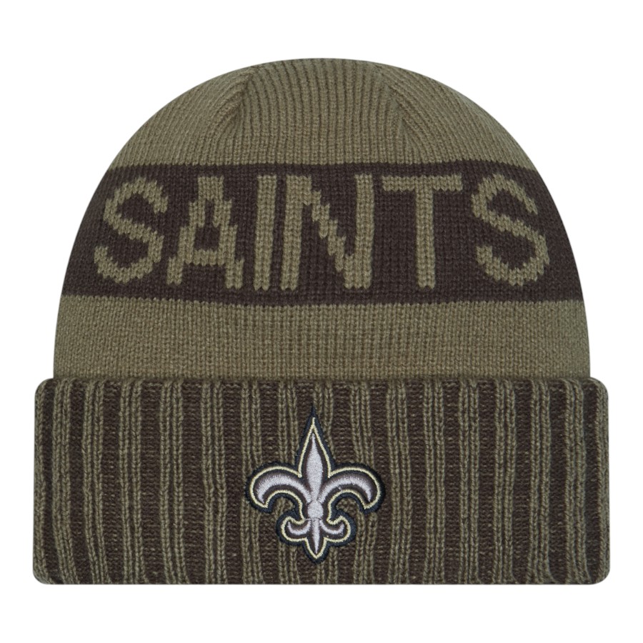 New Orleans Saints Dark Green 2025 NFL Salute to Service Collection New Era Cuffed Knit Beanie Hat
