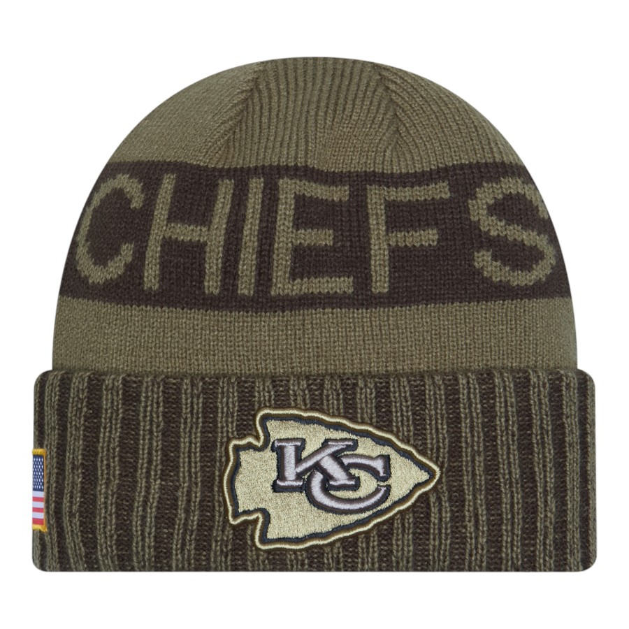Kansas City Chiefs Dark Green 2025 NFL Salute to Service Collection New Era Cuffed Knit Beanie Hat