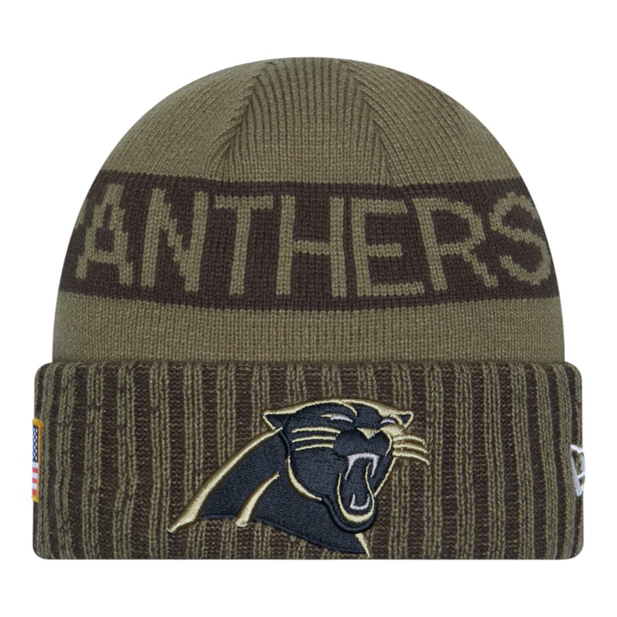Carolina Panthers Dark Green 2025 NFL Salute to Service Collection New Era Cuffed Knit Beanie Hat