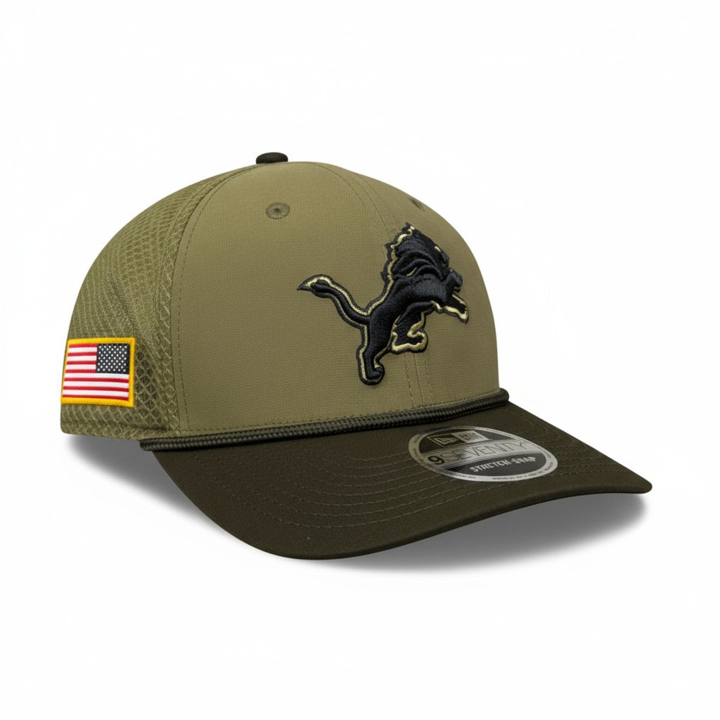 Detroit Lions Green 2025 NFL Salute to Service Collection New Era 9SEVENTY Adjustable Snapback Hat