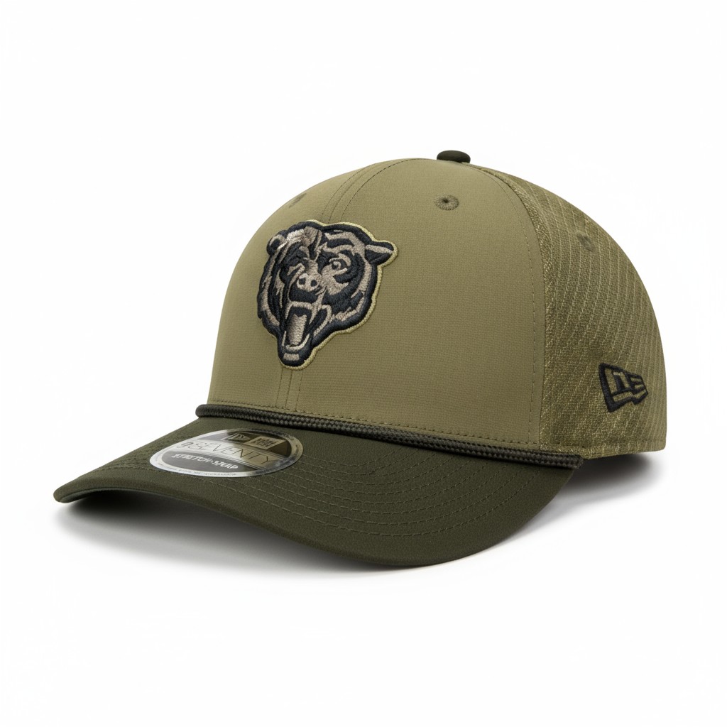 Chicago Bears Green Bear Logo 2025 NFL Salute to Service Collection New Era 9SEVENTY Adjustable Snapback Hat