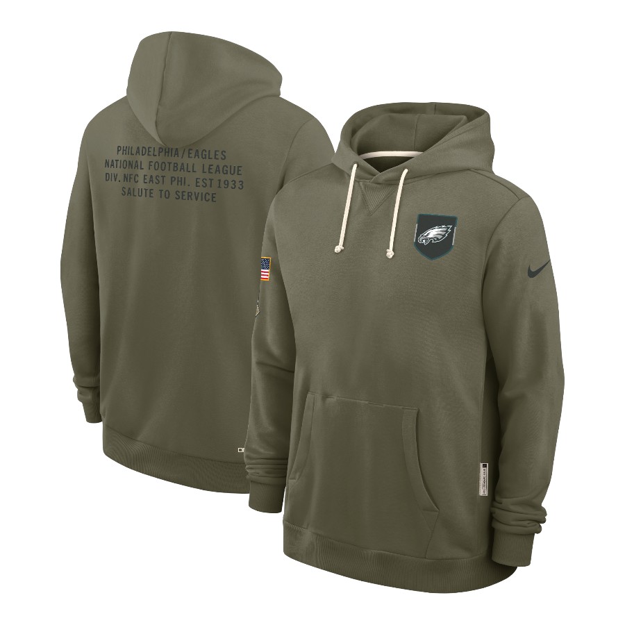 Philadelphia Eagles Olive Green 2025 Salute to Service Sideline Nike Dri-FIT Hoodie