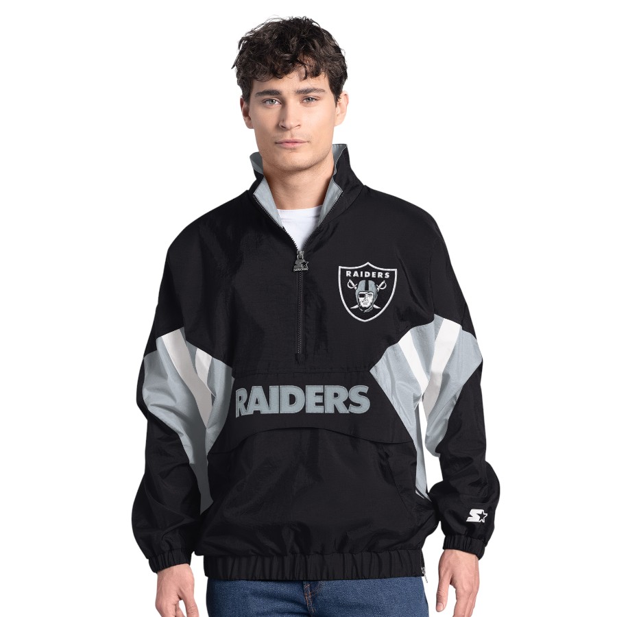 Las Vegas Raiders Black and Silver Wordmark G-III Sports Half Zip