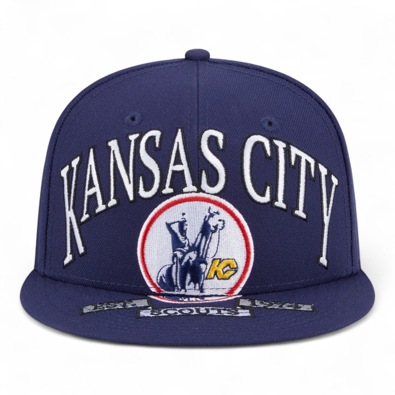 Kansas City Scouts Navy Oversized Logo NHL New Era 59FIFTY Fitted Hat