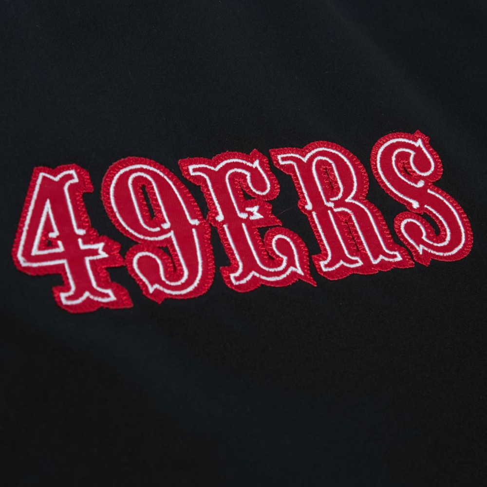 San Francisco 49ers Black "Faithful to the Bay" Heavyweight Mitchell & Ness Zip Up Satin Jacket