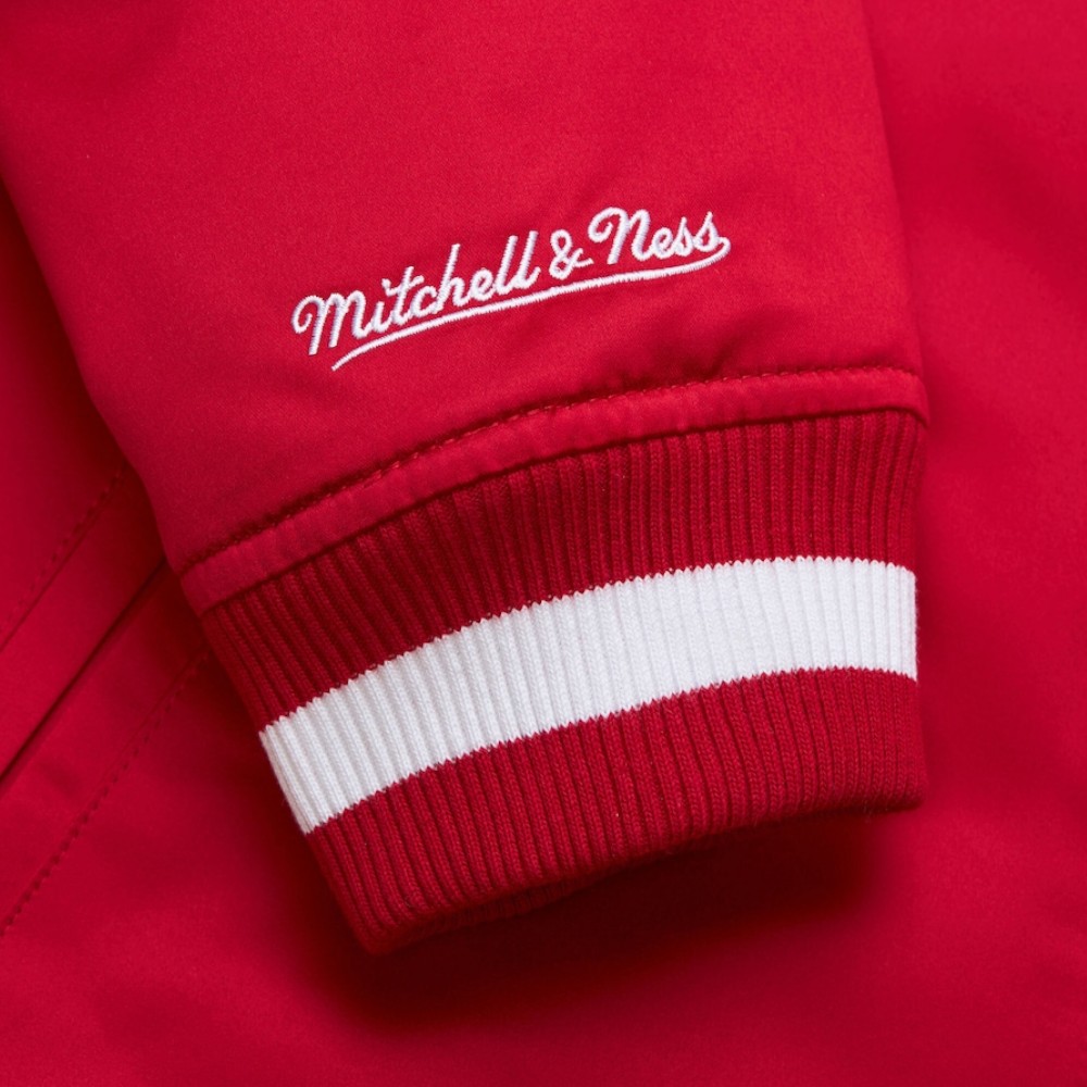 San Francisco 49ers Scarlet Red "Faithful to the Bay" Heavyweight Mitchell & Ness Zip Up Satin Jacket