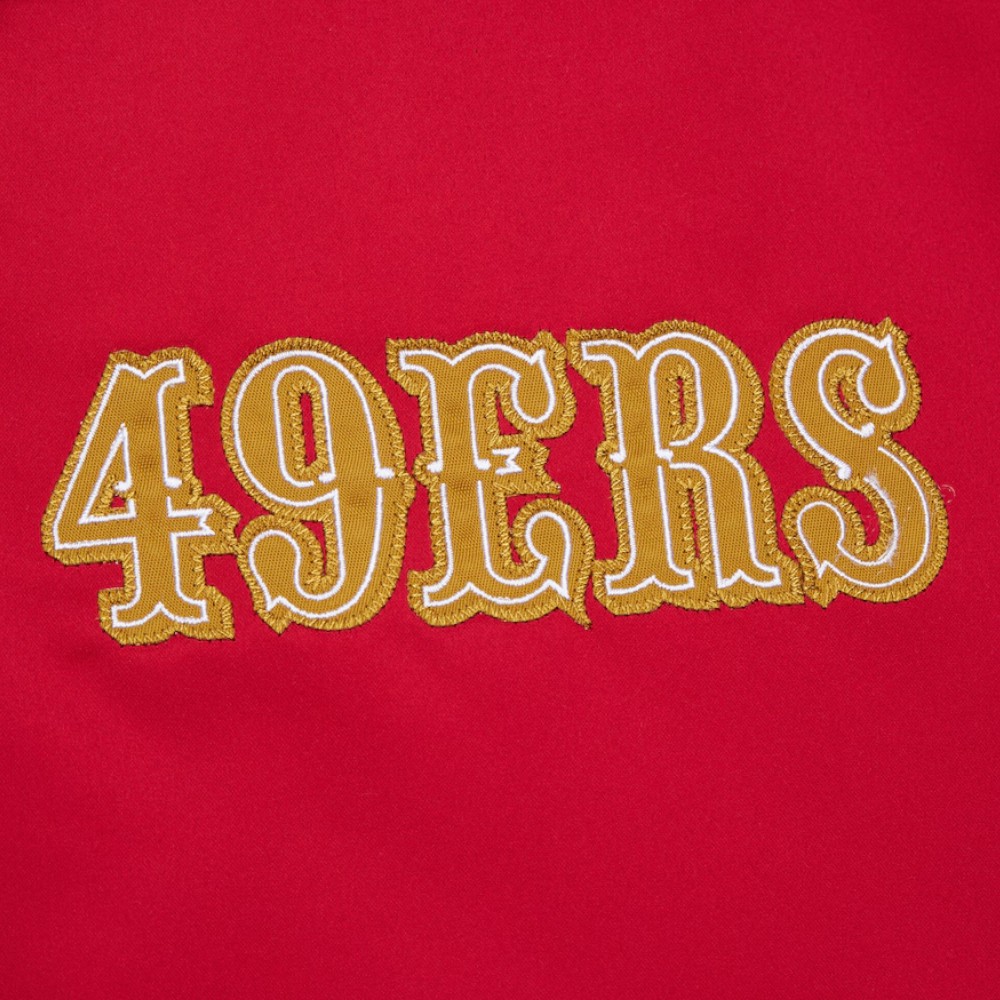 San Francisco 49ers Scarlet Red "Faithful to the Bay" Heavyweight Mitchell & Ness Zip Up Satin Jacket