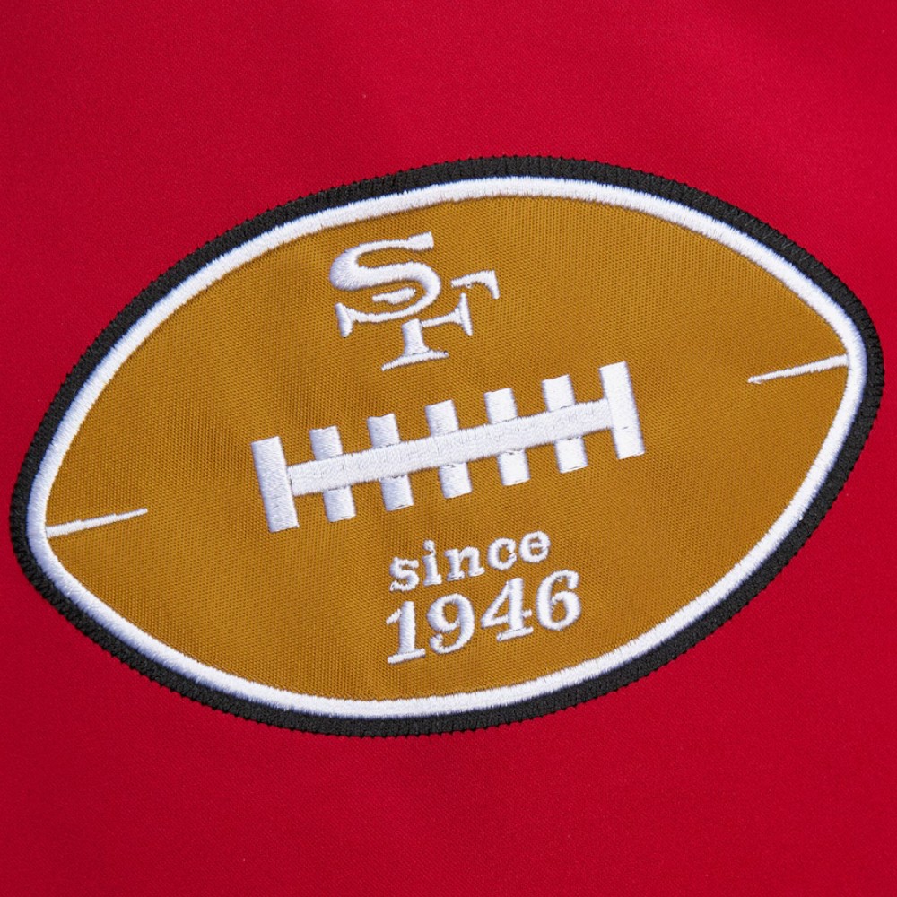 San Francisco 49ers Scarlet Red "Faithful to the Bay" Heavyweight Mitchell & Ness Zip Up Satin Jacket