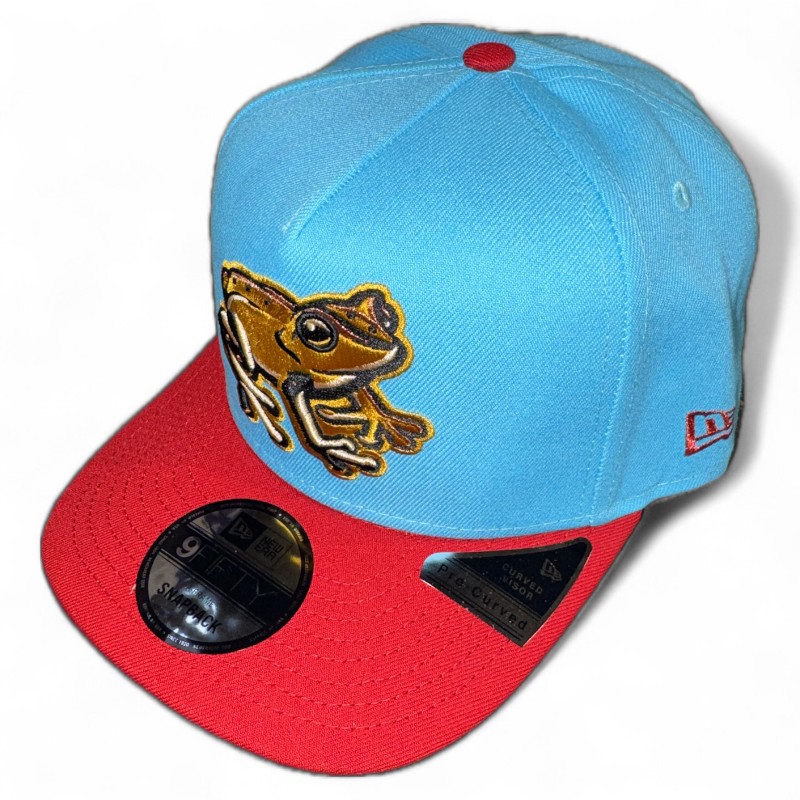 Lehigh Valley Coquis Vice Blue and Scarlet Puerto Rico Flag Patch Gray UV New Era A-Frame Snapback Hat