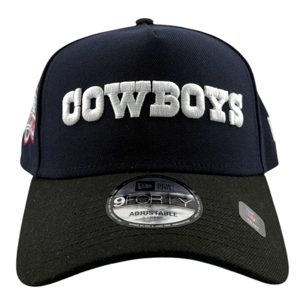 Dallas Cowboys Navy and Black Wordmark Logo Super Bowl XXVII Patch New Era 9FORTY A-Frame Hat