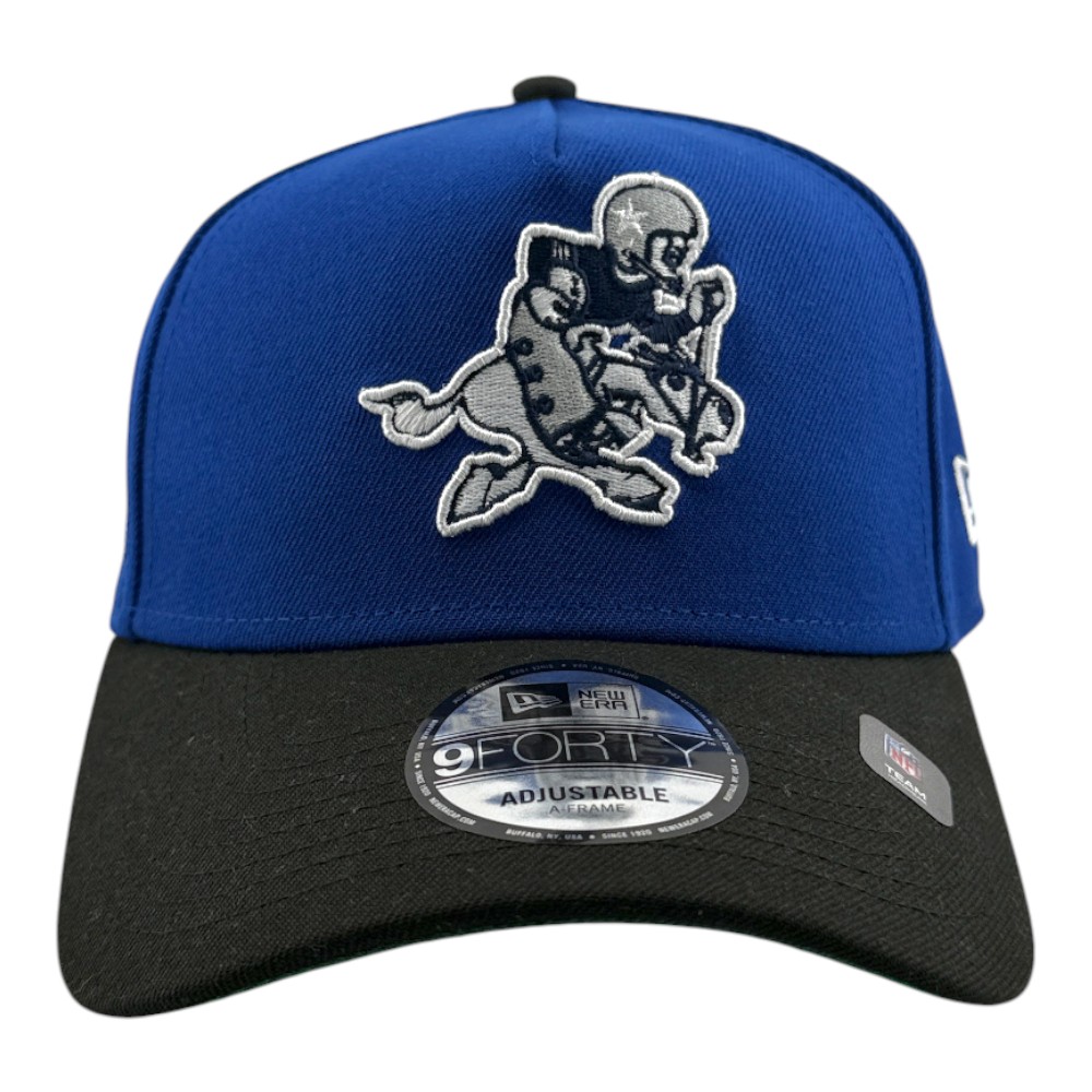 Dallas Cowboys Royal and Black Retro Logo Super Bowl XXVIII Patch New Era 9FORTY A-Frame Hat