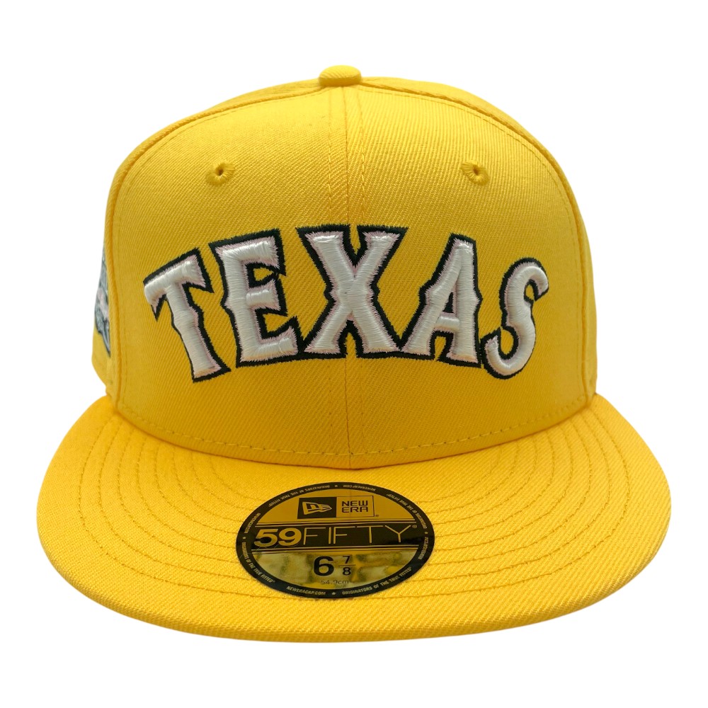 Texas Rangers Yellow 2024 All Star Game Patch Pink UV New Era 59FIFTY Fitted Hat
