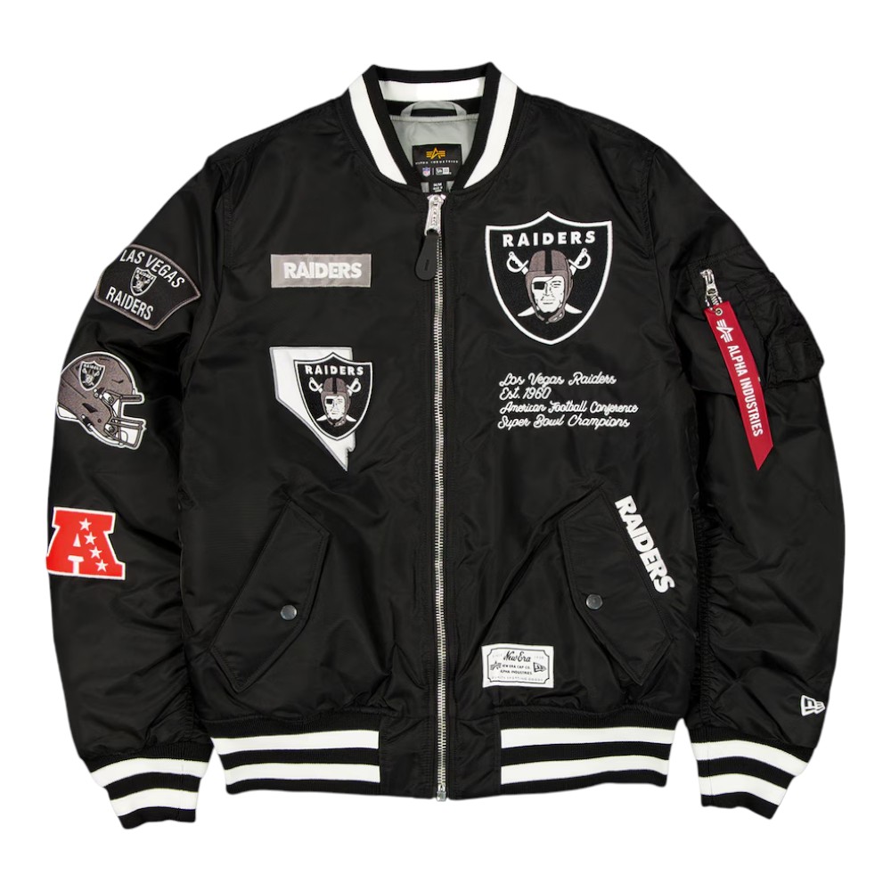 Las Vegas Raiders Black New Era x Alpha Industries MA-1 Full Zip Bomber Jacket