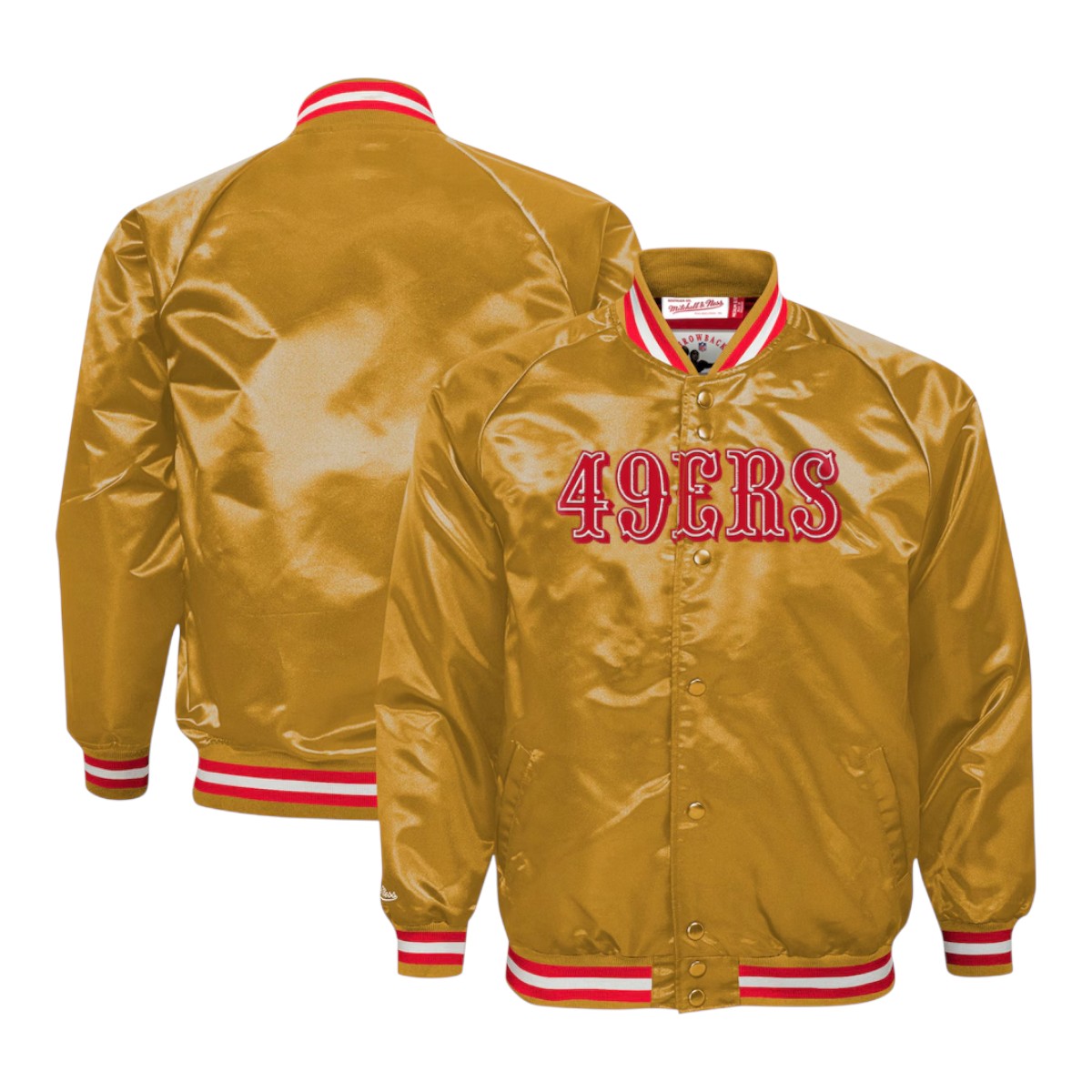 Youth San Francisco 49ers Gold Mitchell & Ness Raglan Full-Snap Jacket