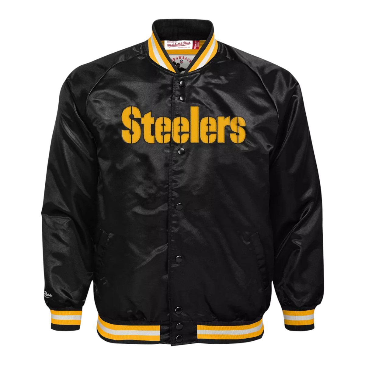 Youth Pittsburgh Steelers Black Mitchell & Ness Raglan Full-Snap Jacket