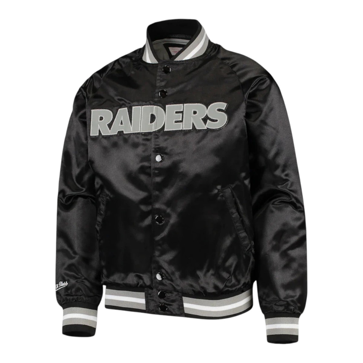 Youth Las Vegas Raiders Black Mitchell & Ness Raglan Full-Snap Jacket