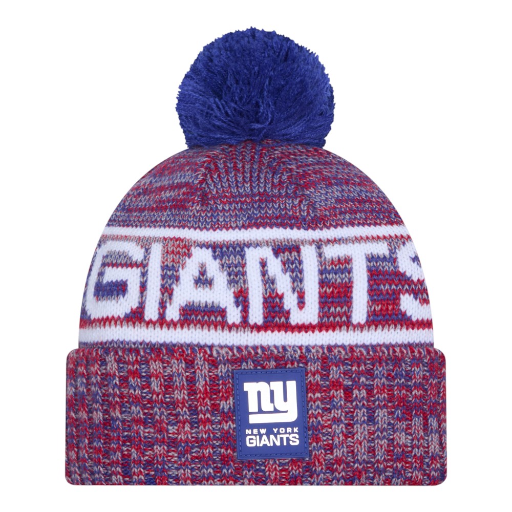 New York Giants Red and Blue 2025 Sideline Cold Weather New Era Cuffed Beanie Knit Hat with Pom