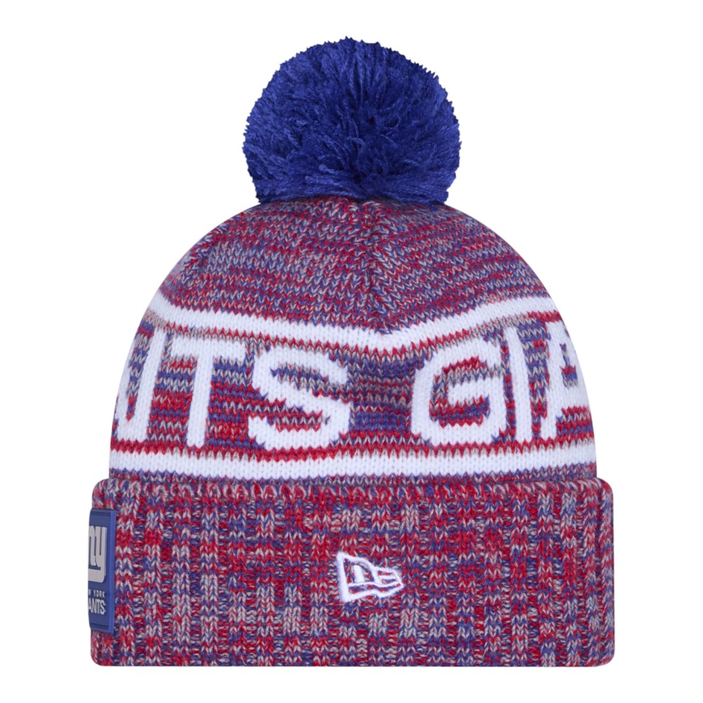 New York Giants Red and Blue 2025 Sideline Cold Weather New Era Cuffed Beanie Knit Hat with Pom