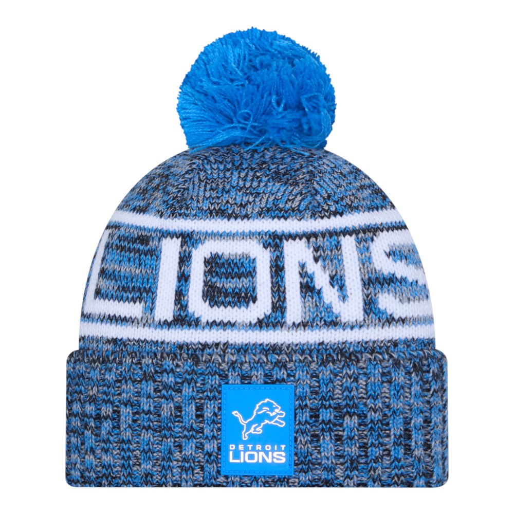 Detroit Lions 2025 Sideline Cold Weather New Era Cuffed Beanie Knit Hat with Pom