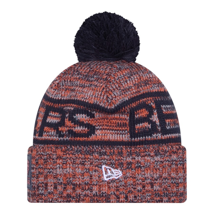 Chicago Bears Navy 2025 Sideline Cold Weather New Era Cuffed Beanie Knit Hat with Pom