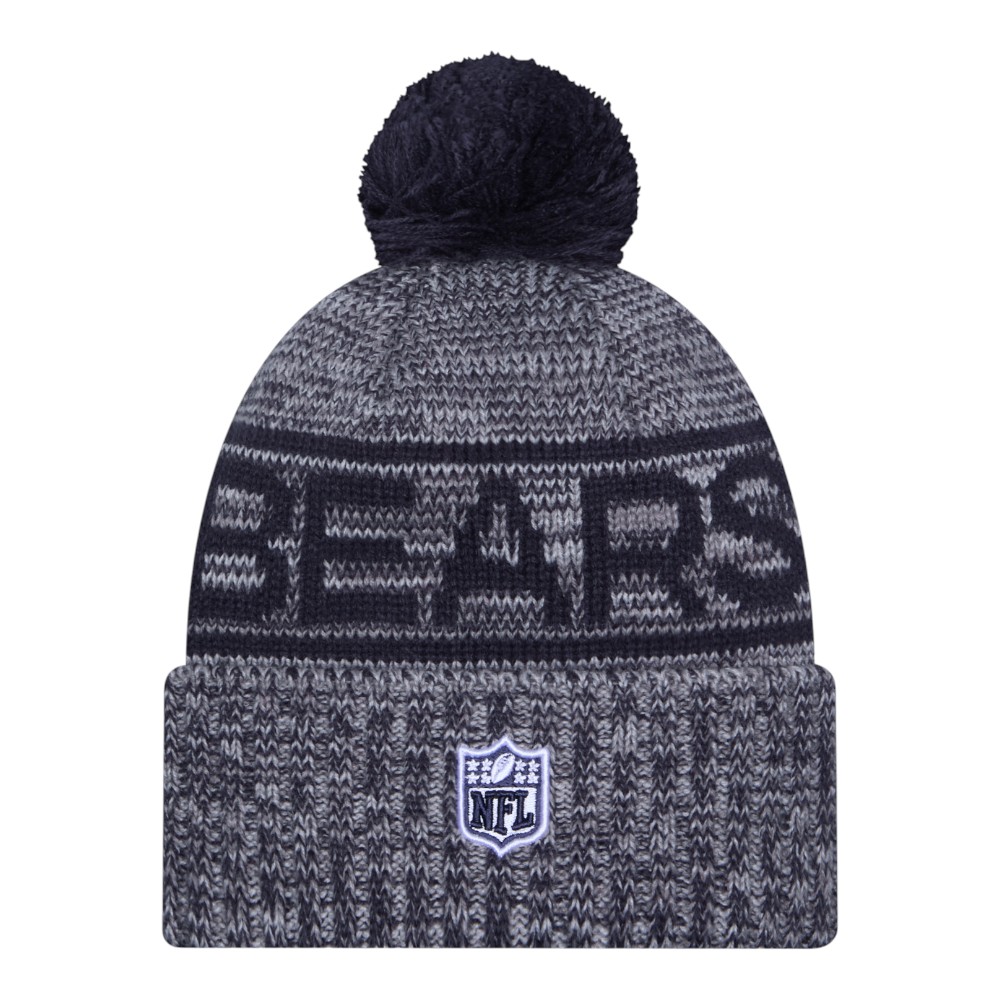 Chicago Bears Gray 2025 Sideline Cold Weather New Era Cuffed Beanie Knit Hat with Pom