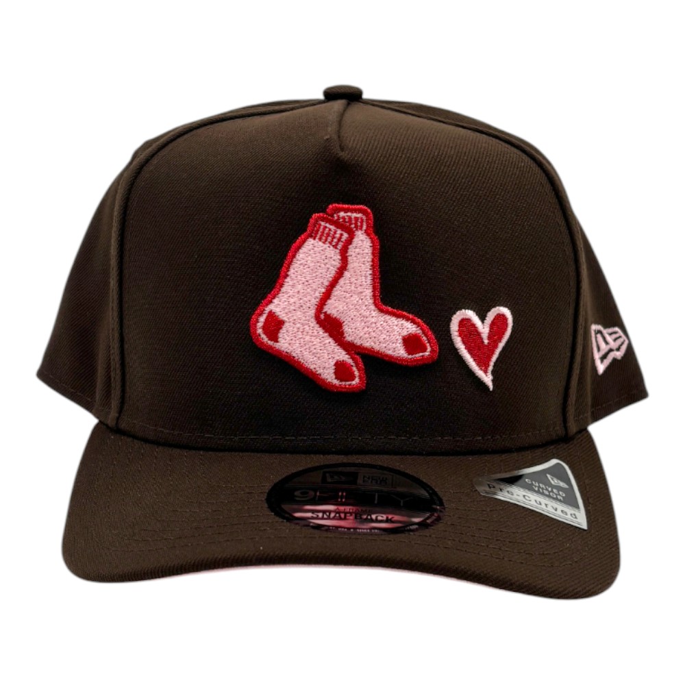 Boston Red Sox Brown with Heart Patch Grey UV New Era 9FIFTY A-Frame Snapback Hat